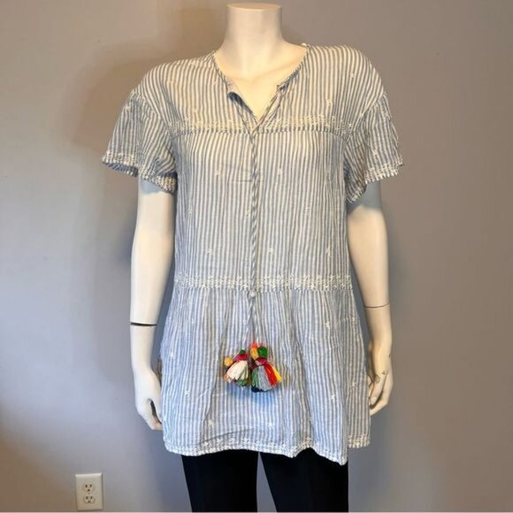 Zara trf Collection Blue White Stripes Casual Cotton Dress Size S - M - Picture 1 of 7